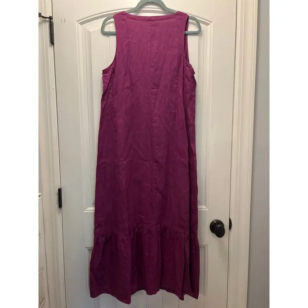 J. Jill Women’s Love Linen Sleeveless Boho Button Front Maxi Dress Size M Purple - Picture 5 of 5